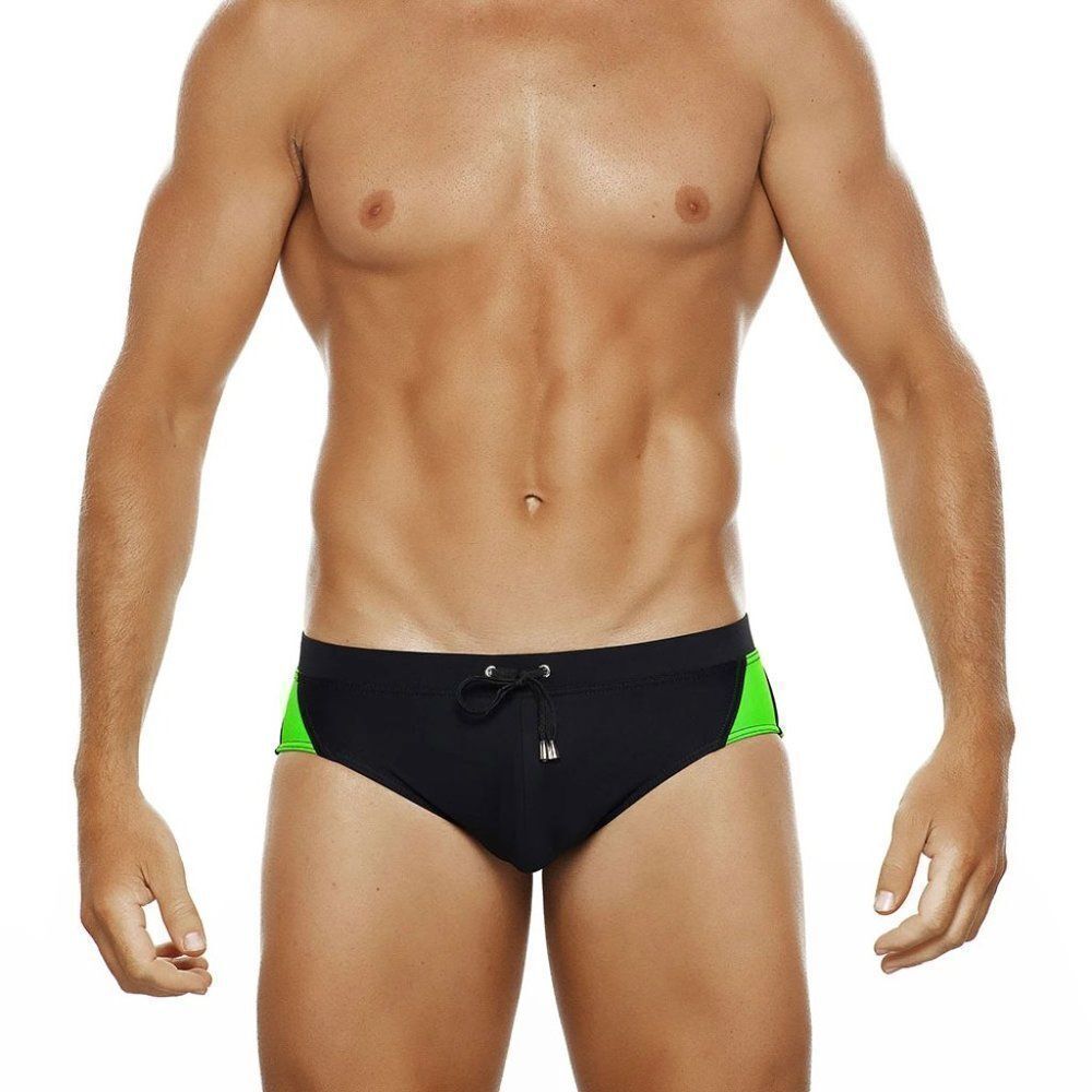 Men's Racing Stripes Speedo Beach Bikini Swimwear Green Size L - Picture 2 of 3